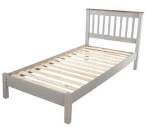 Corona Grey Washed Single Slatted Bed with Low Foot End.